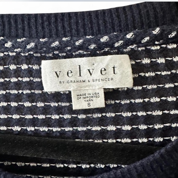 Velvet by Graham & Spencer Navy Polka Dot Tie Front Top - Picture 6 of 7